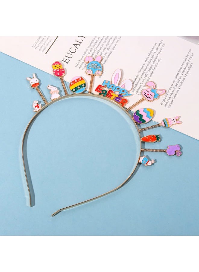 NVENF Easter Headband for Women Girls Cute Bunny Hairband Rhinestone Rabbit Head Bopper Crystal Easter Headwear Party Favors Gift(Happy Easter) - Image 5